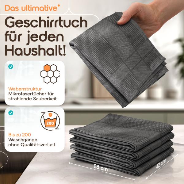 Microfaser Geschirrtücher grau 5 Stueck Set 2